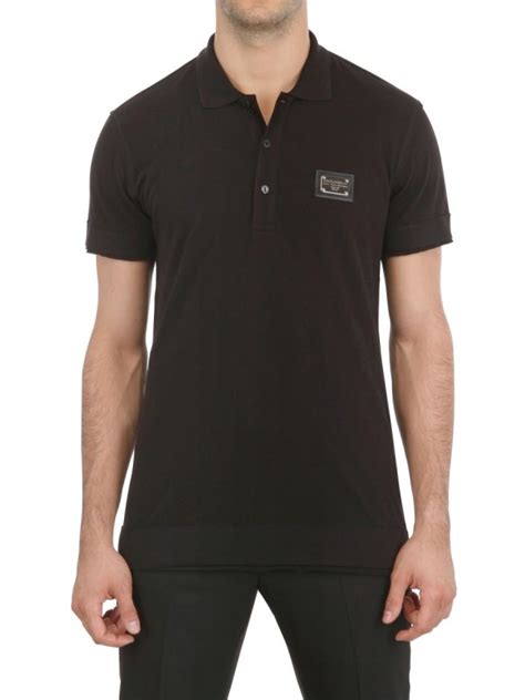 dolce gabbana black plaque polo shirt|Dolce & Gabbana t shirts men's.